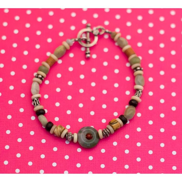Vintage Unique Stones Bracelet 7 inch - P6 - Picture 1 of 3
